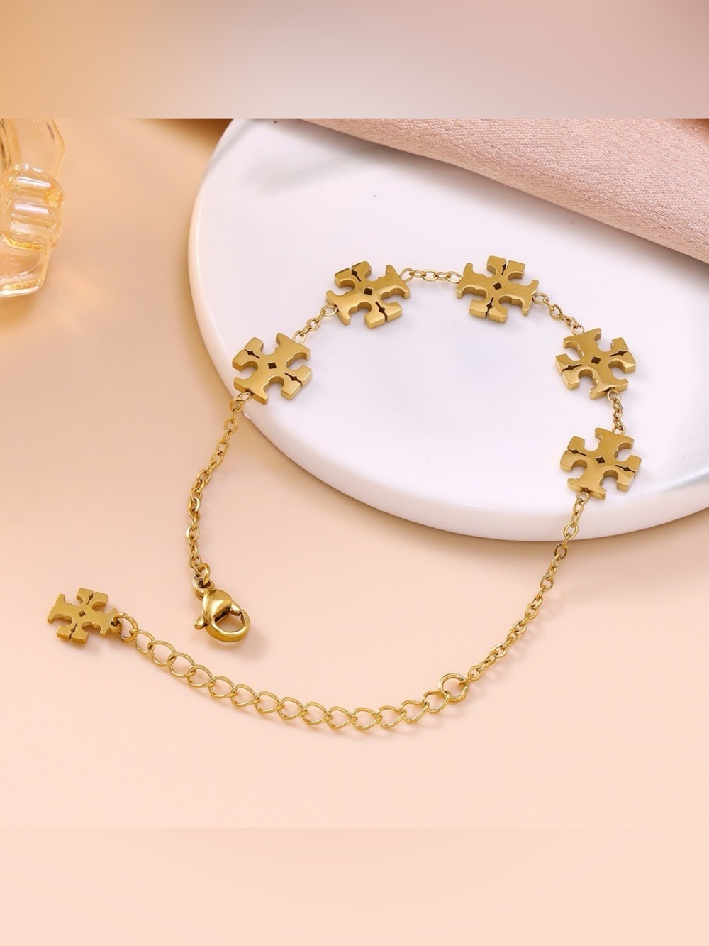 Stainless Steel Gold Link Bracelet - Women Jewelry